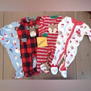 Carter’s Newborn Christmas and Holiday Baby Fleece Onesie Footie Sleeper Pajamas